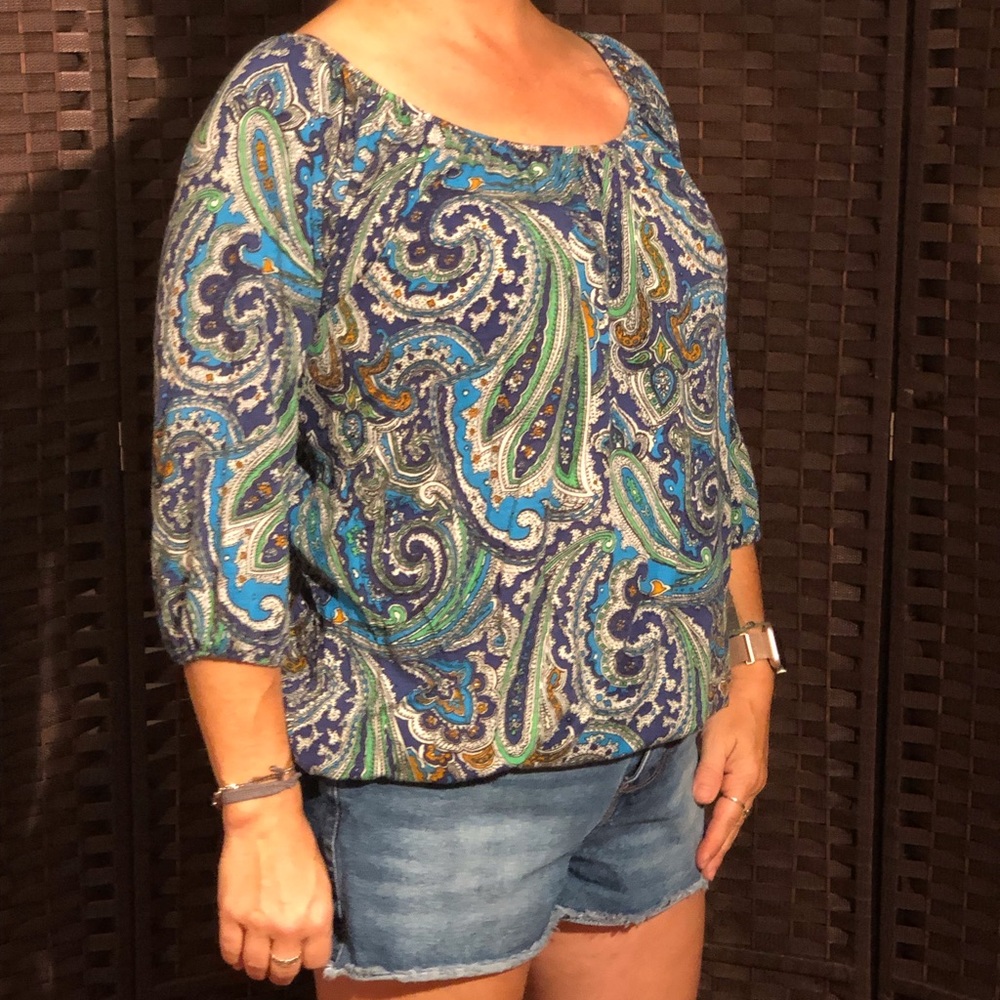 Paisley shirt. Blue and green.